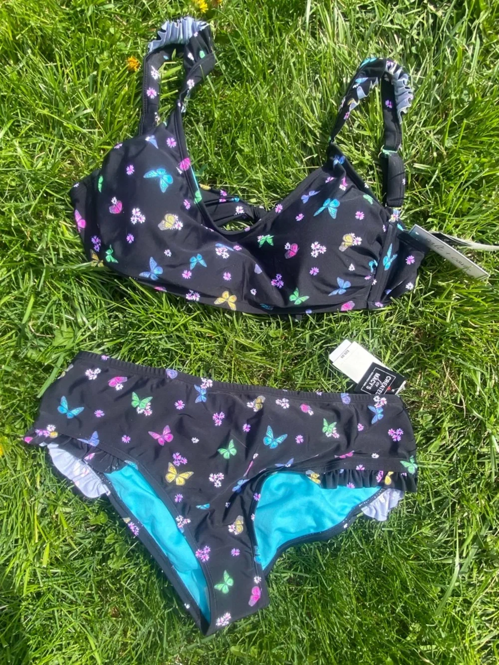 California Waves Plus Salt + Cove Plus Size Ruffled Butterfly-Print Swim 16/18